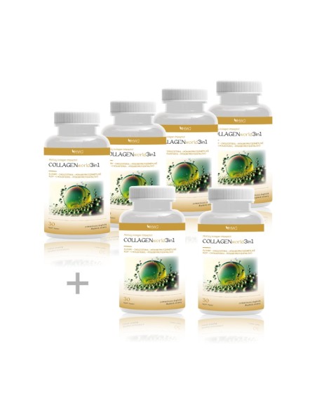 COLLAGENworld 3in1- MAXI balení - 4 (+2 a doprava zdarma) - Unikátní spojení - Kolagen mořský, Kurkumovník dlouhý & Sezam černý