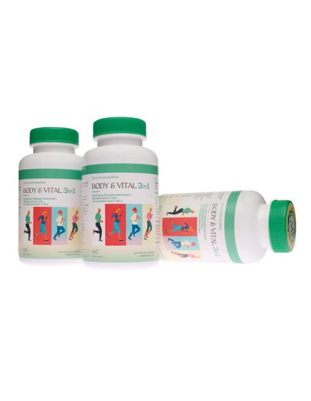 BODY & VITAL 3in1 - Garcinie kambodžská, Zelený čaj & L-carnitine - kontrola tělesné hmotnosti (2 + 1 zdarma)