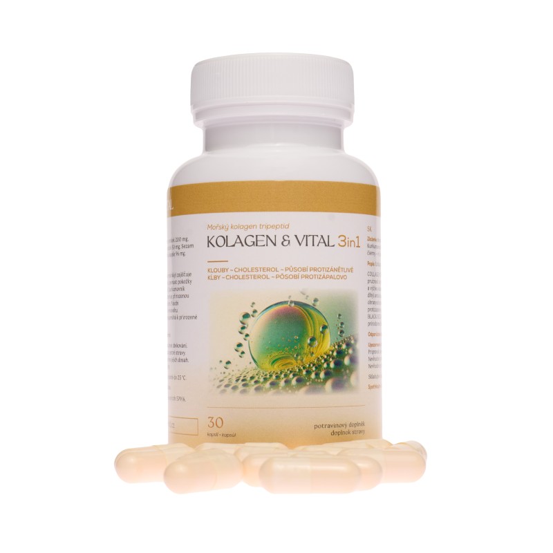 KOLAGEN & VITAL 3in1- Unikátní spojení - Kolagen mořský, Kurkumovník dlouhý & Sezam černý