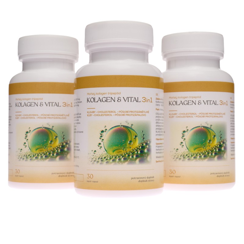 KOLAGEN & VITAL 3in1- Unikátní spojení - Kolagen mořský, Kurkumovník dlouhý & Sezam černý